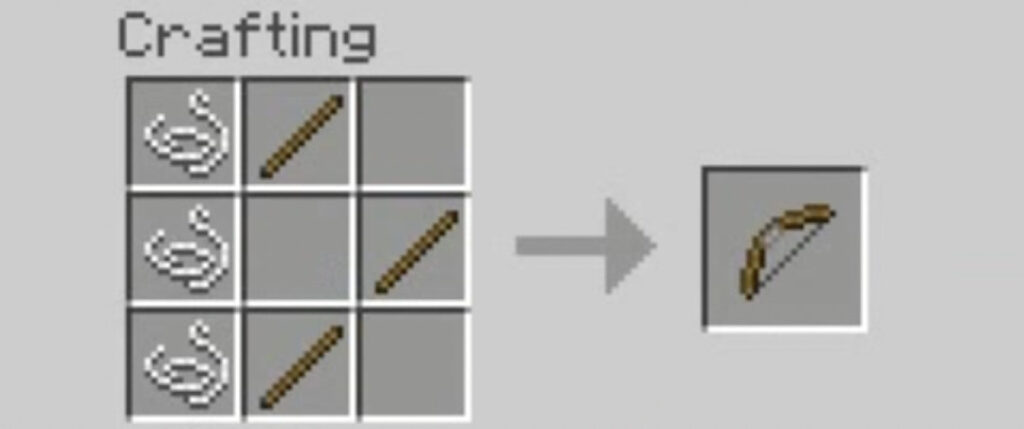 make bow and arrow in Minecraft